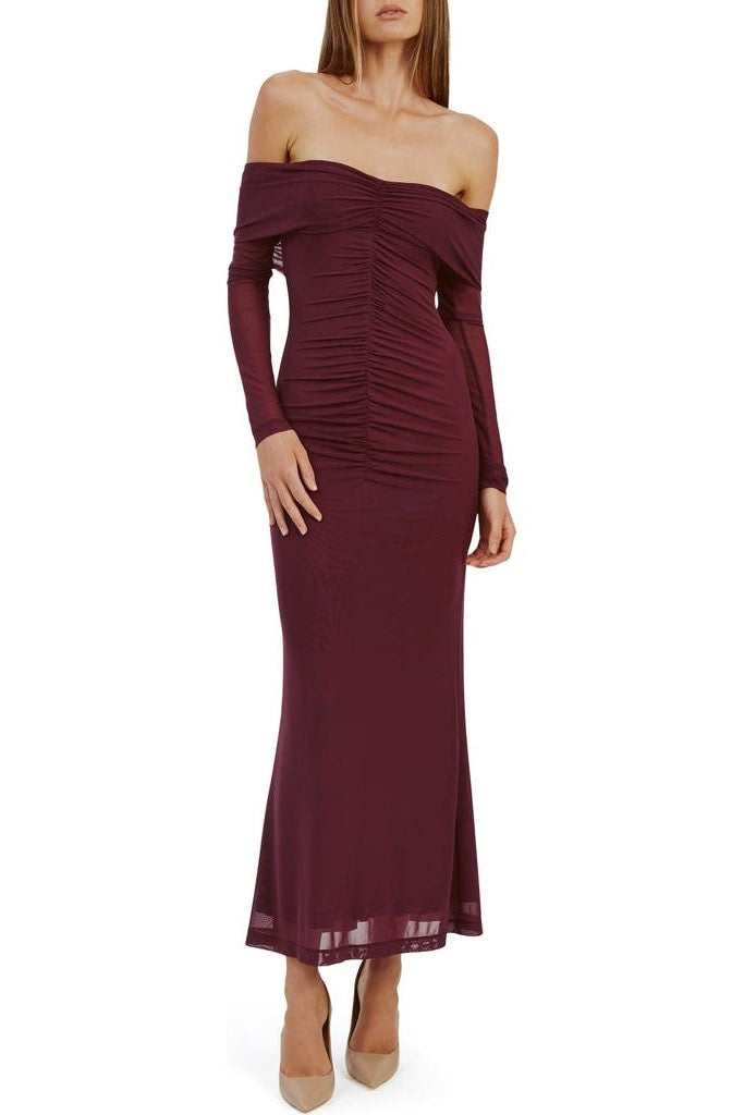grape maxi dress Artura Mesh Maxi Dress