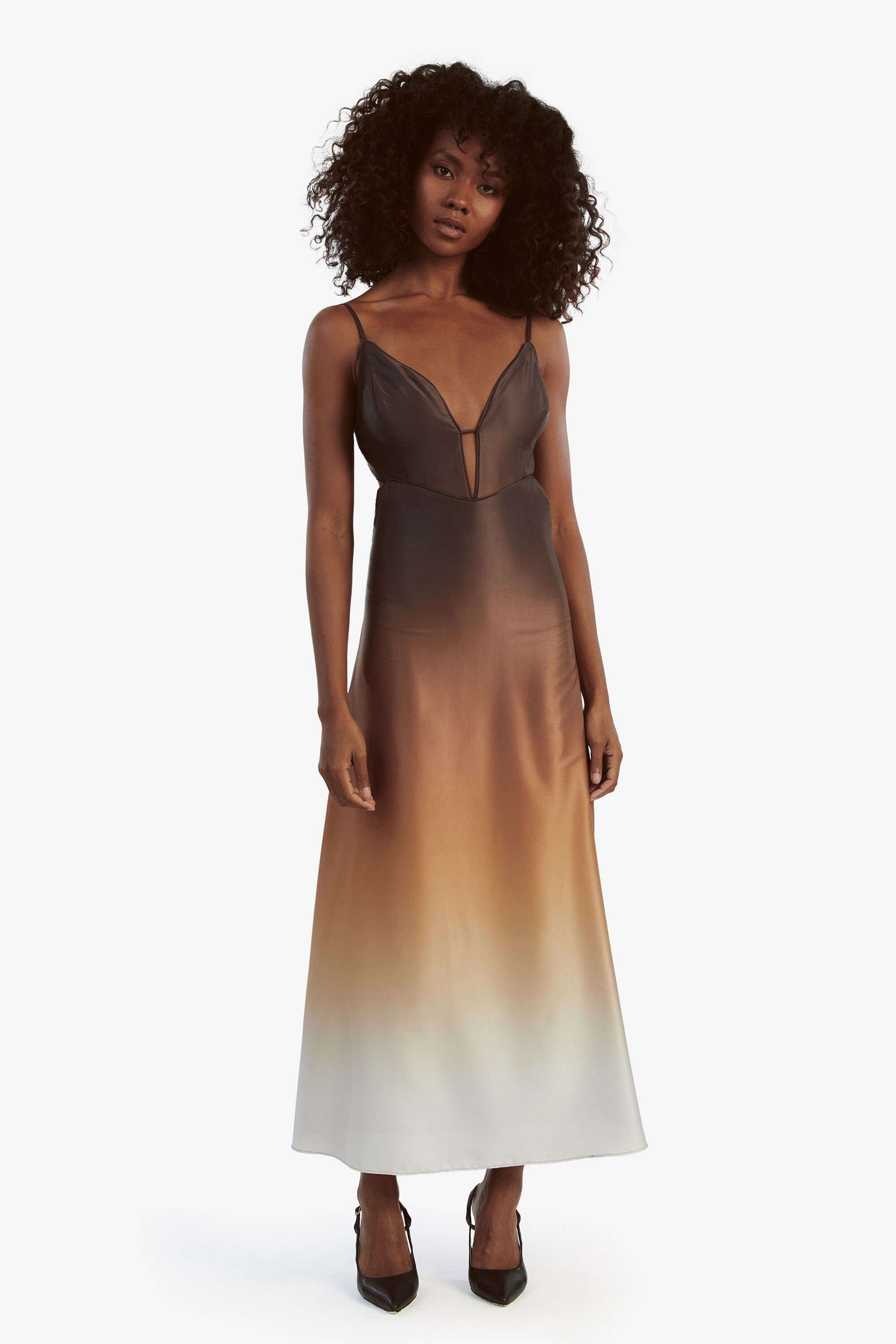 ombre slip dress Karlotta - Brown size-euro-42-us-11-5-12 Unique Vintage Plus Size CL135572307 Width:W28
