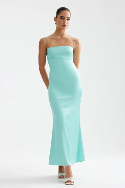 aqua strapless maxi dress Bora Dress - Aqua