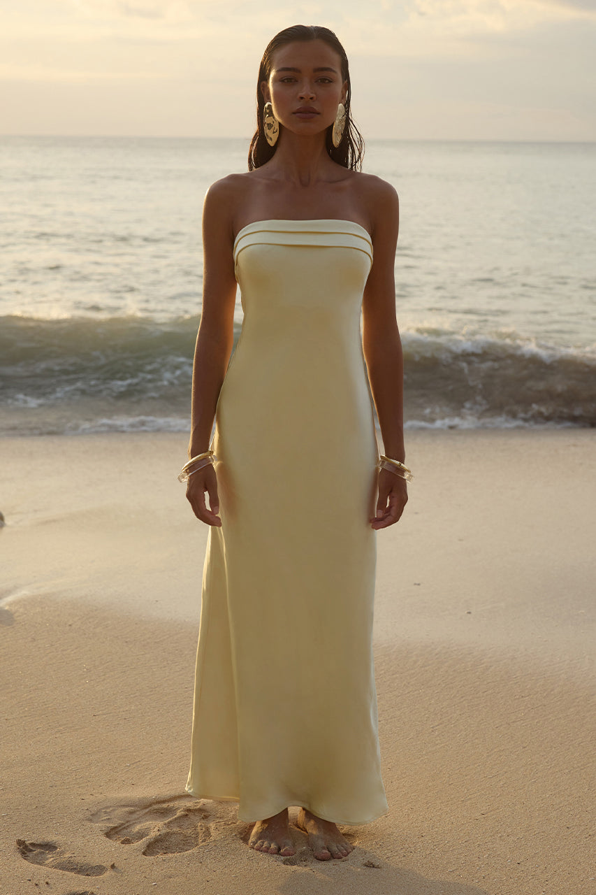Runaway The Label Delilah Bridesmaids Semi Formal Maxi Dress Lemon / XL aus Runaway The Label Delilah Bridesmaids Semi Formal Maxi Dress Lemon / XL aus