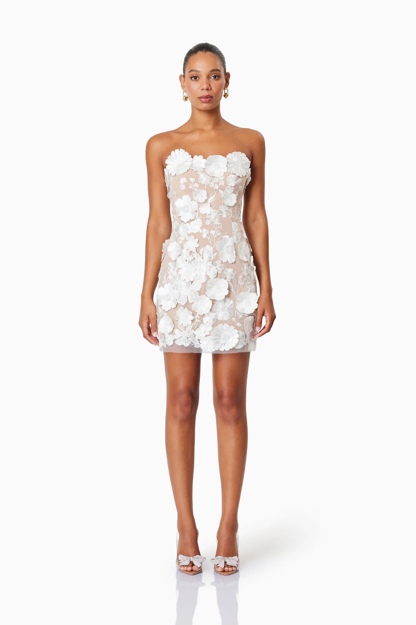 Arabella Strapless Mini Dress - White - L