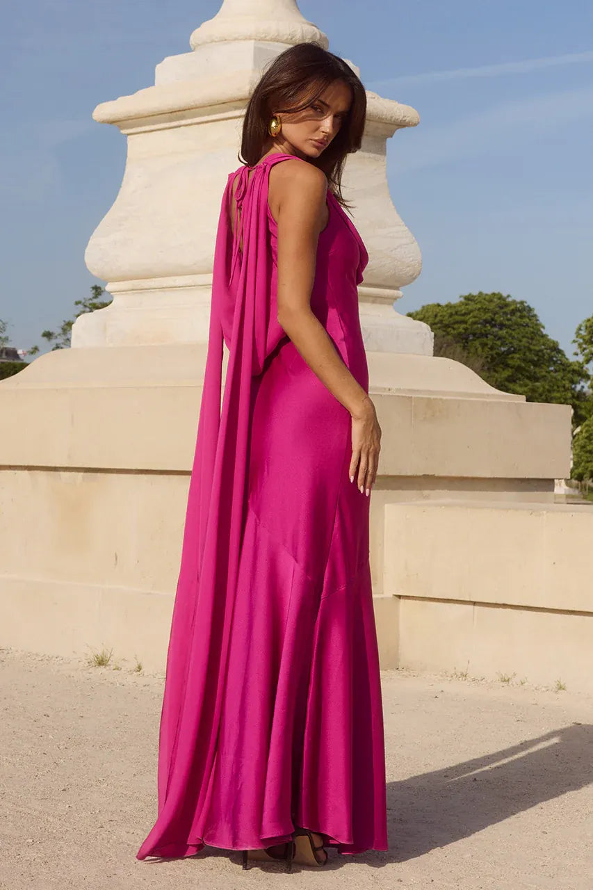 Gabriella Cowl Maxi Dress - Fuchsia | JAUS Gabriella Cowl Maxi Dress - Fuchsia | JAUS