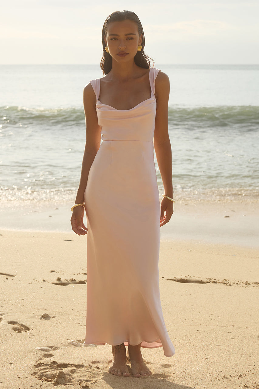margot maxi dress Runaway The Label MARGOT Bridesmaids Semi Formal Maxi Dress Musk / XS AUS