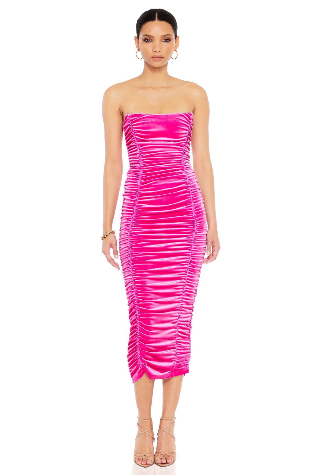 nookie hot pink dress Verve Midi See Last Picture!!!! GiftBox: D312 Size:LARGE 12/14 Long Sleeve Knit Gown