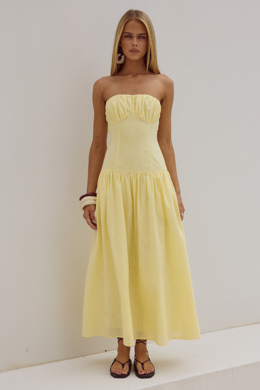 Poppy Midi Dress - Lemon | JAUS Poppy Midi Dress - Lemon | JAUS