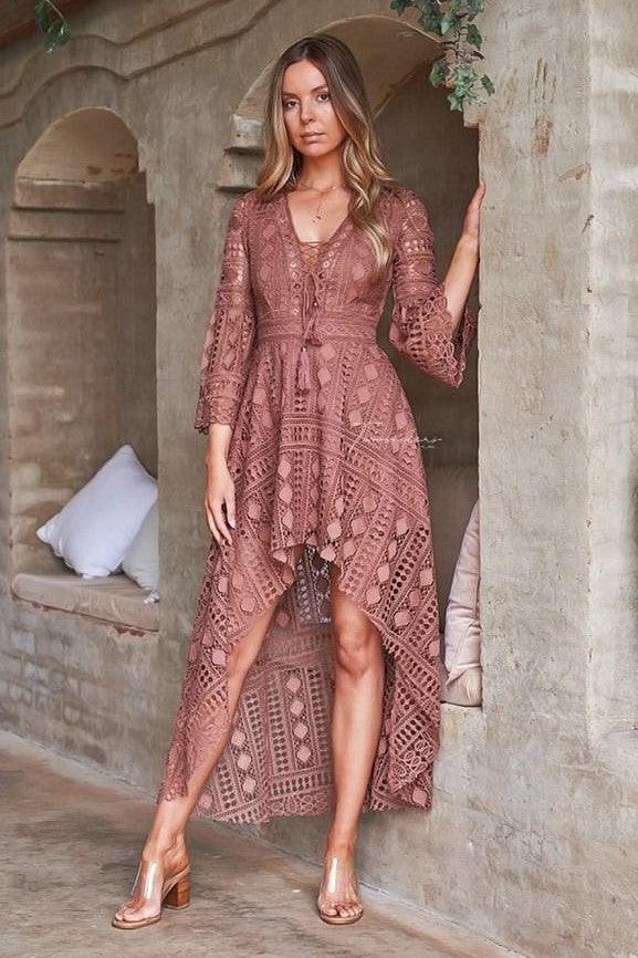 Boho High Low Dress - Mauve | JAUS 2/XSMALL / Mauve Boho High Low Dress - Mauve | JAUS 2/XSMALL / Mauve