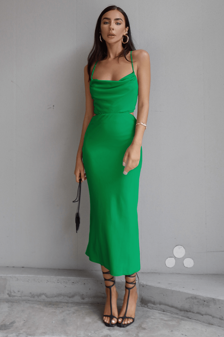 green emerald velvet dress Charissa Slip Dress - Emerald