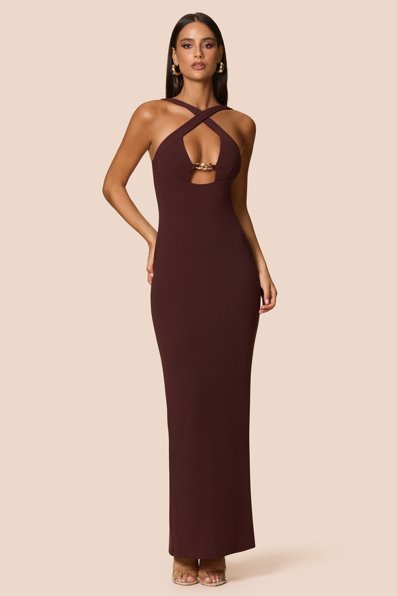 slim fit dress slacks Nookie Penelope Halter Gown