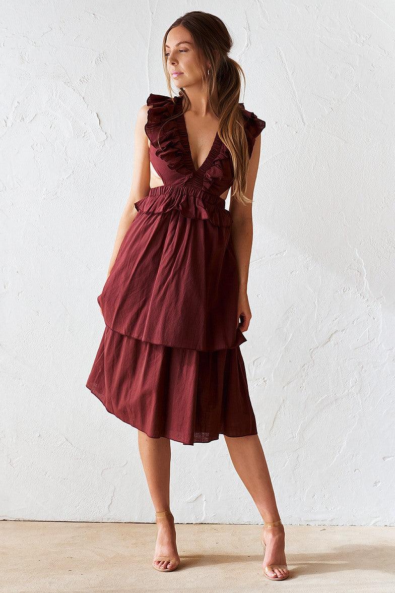 Darina Midi Dress - Burgundy Darina Midi Dress - Burgundy