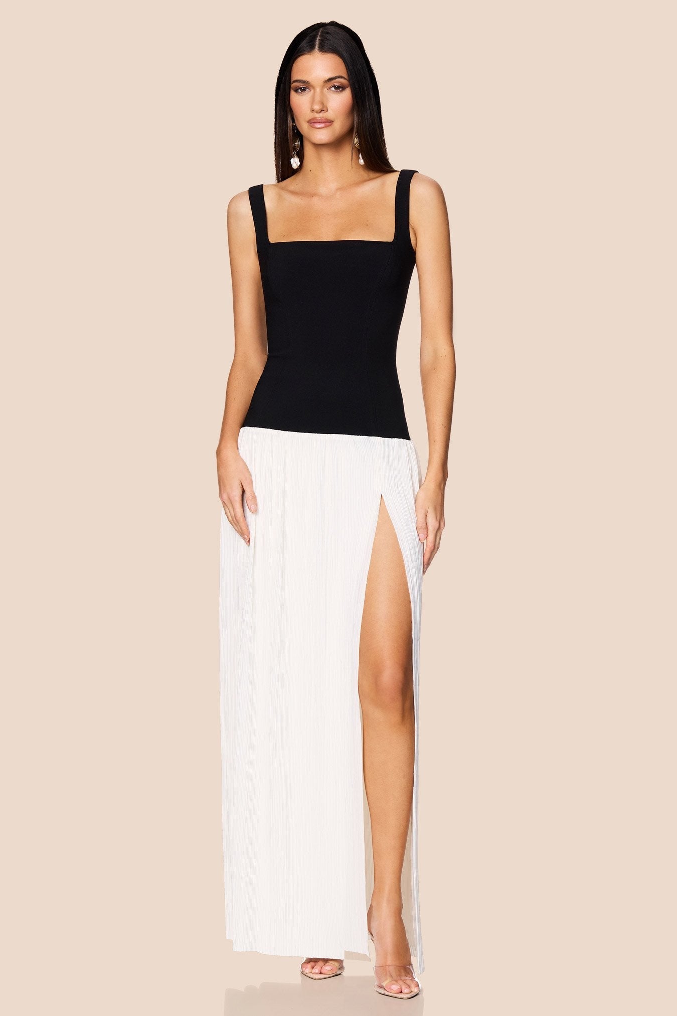 Nookie Desiree Square Neck Maxi Dress - Black/White | JAUS Nookie Desiree Square Neck Maxi Dress - Black/White | JAUS