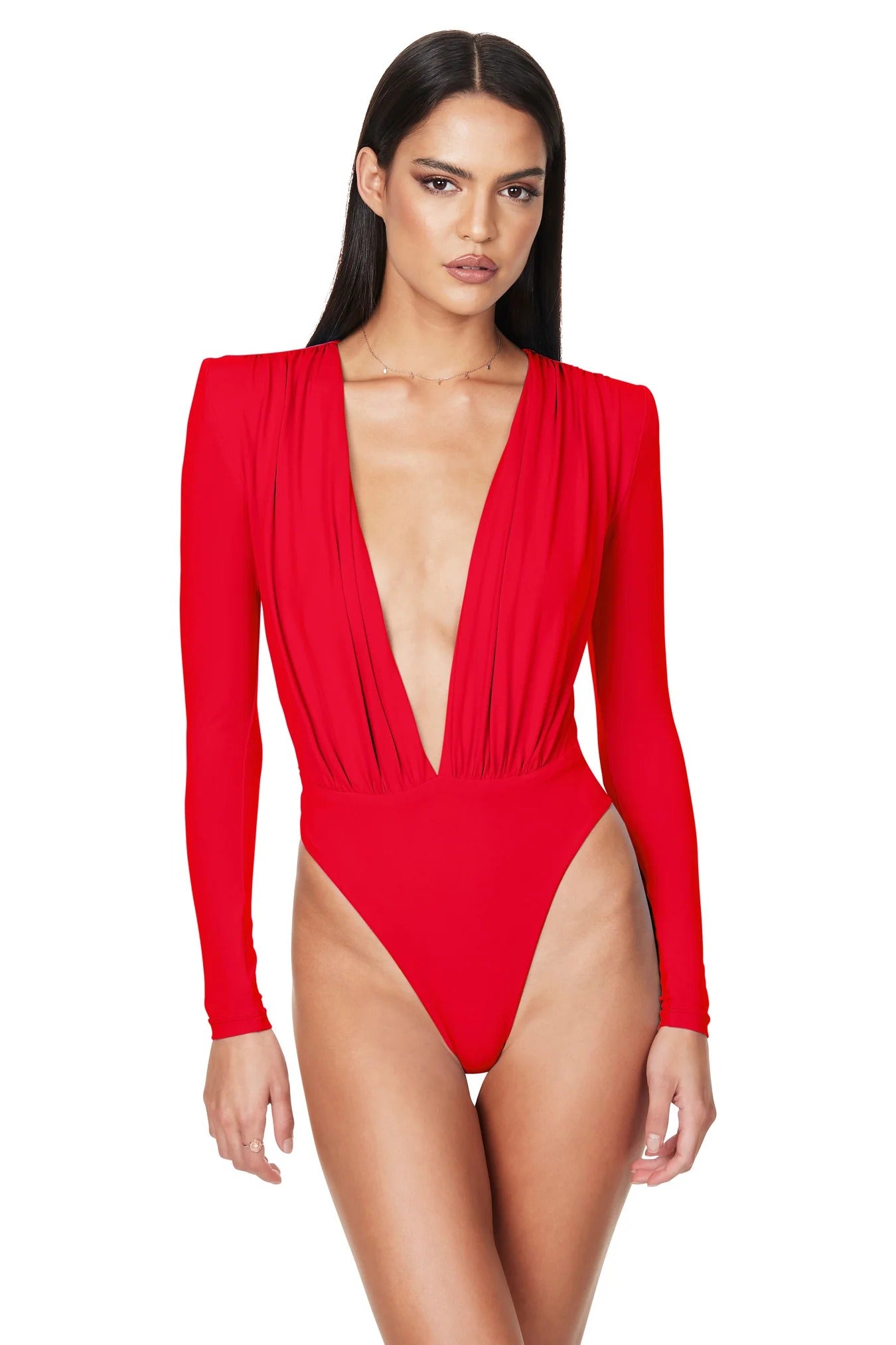 Nookie Dasha Plunge Bodysuit - Fiery Red