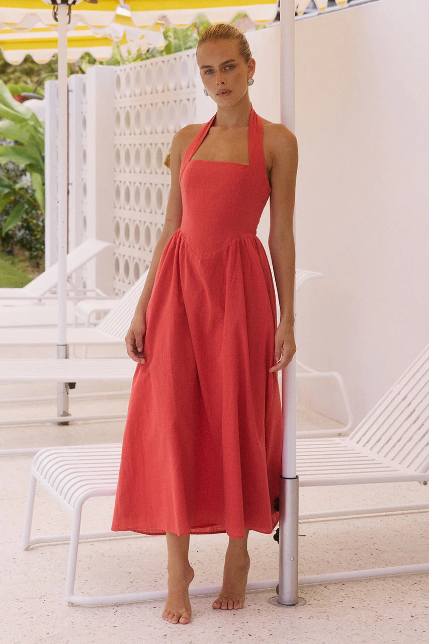 midi fitted summer dress French Connection Women's Fitted Bodice Midi Dress - Summer White main image 0