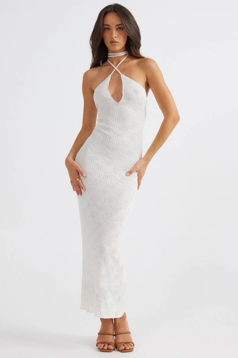 Aelia Halterneck Dress - White | JAUS Aelia Halterneck Dress - White | JAUS