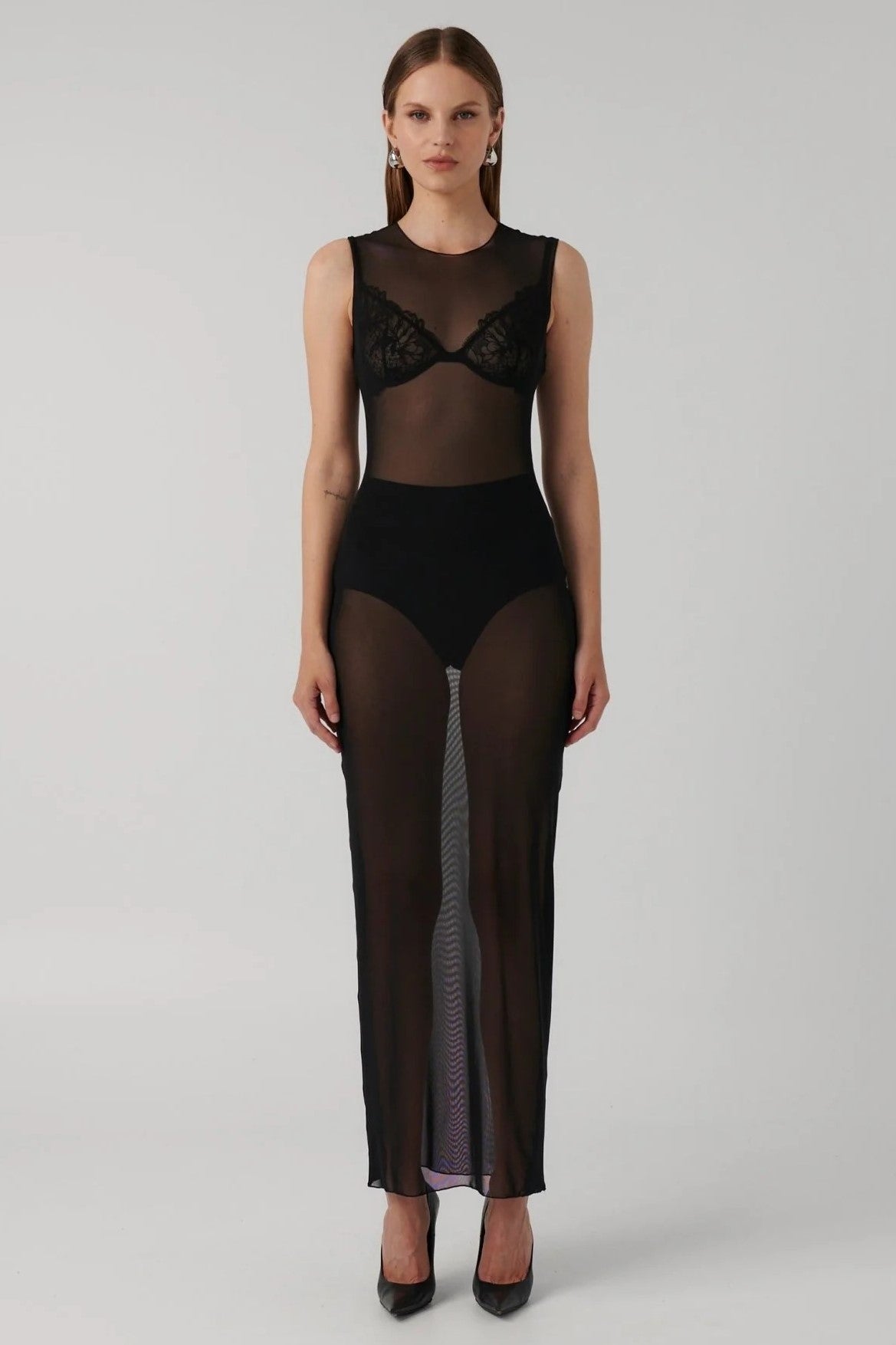 Nova Mesh Maxi Dress - Black
