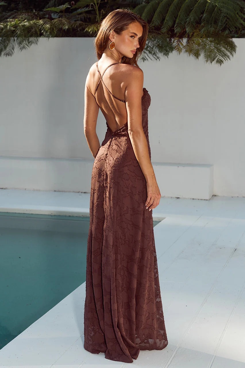 Runaway The Label Ellerby Maxi Dress - Chocolate