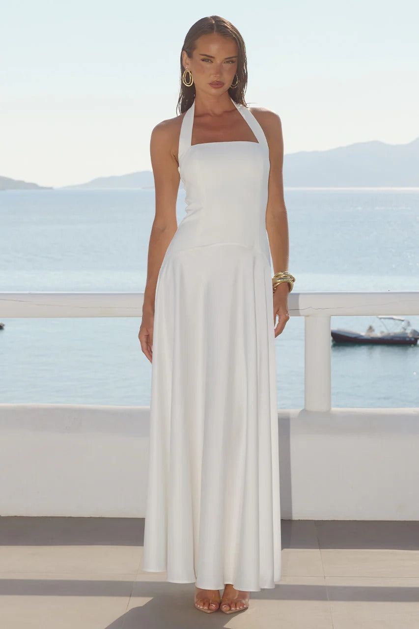 Runaway The Label Odina Square Neck Maxi Dress in Ivory - size M