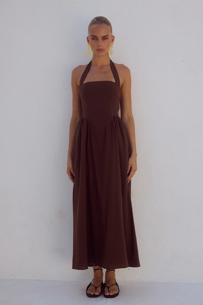Locklea Midi Dress - Chocolate | JAUS XSMALL / Chocolate Locklea Midi Dress - Chocolate | JAUS XSMALL / Chocolate