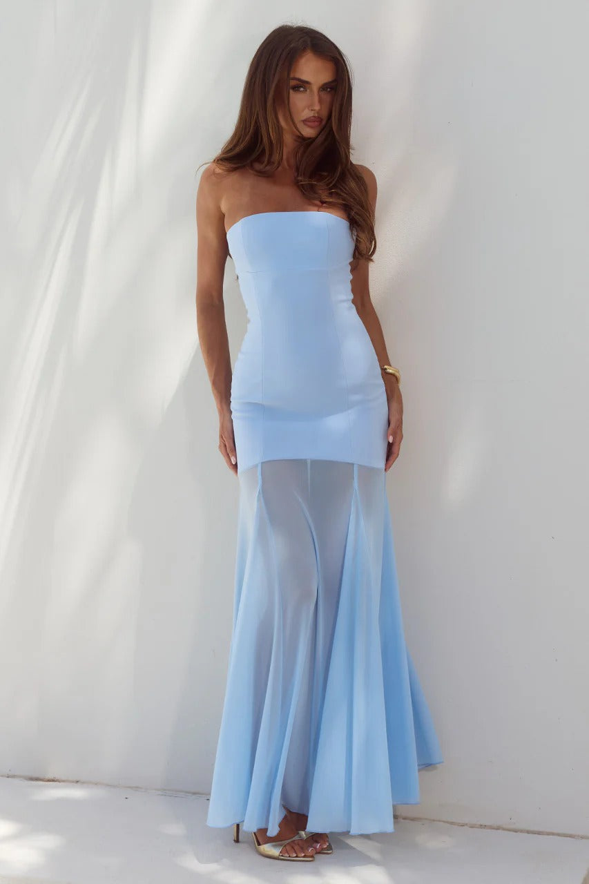 REMI STRAPLESS MAXI DRESS - SKY BLUE - XXS REMI STRAPLESS MAXI DRESS - SKY BLUE - XXS