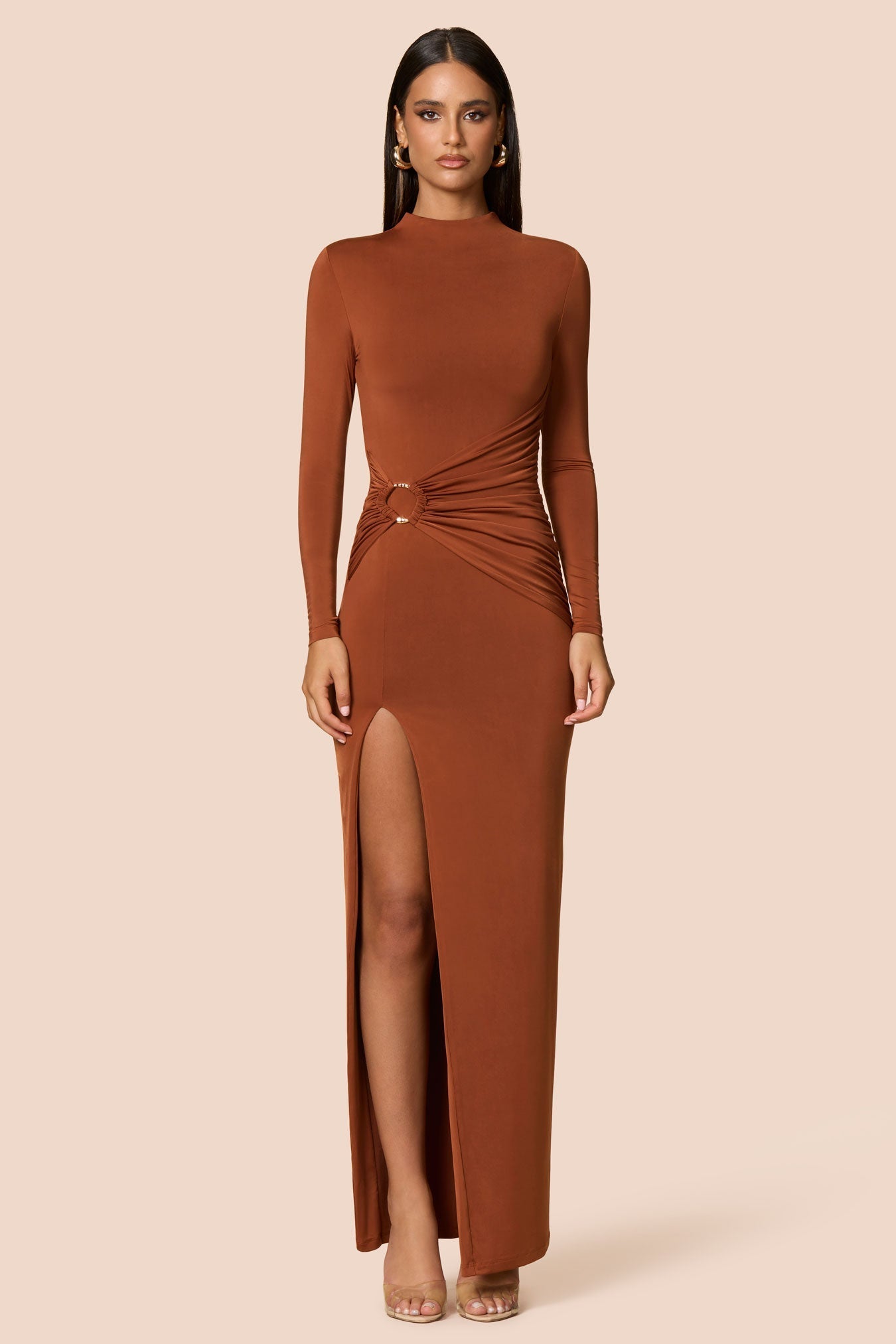Green Velvet Wrap Dress Quiz Long Dresses Uk Nookie Kaia Long Sleeve Maxi  Dress Clay JAUS
