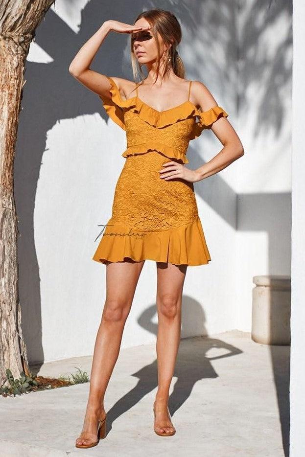 mustard yellow tight dress Two Sisters Lizzie Dress - Mustard