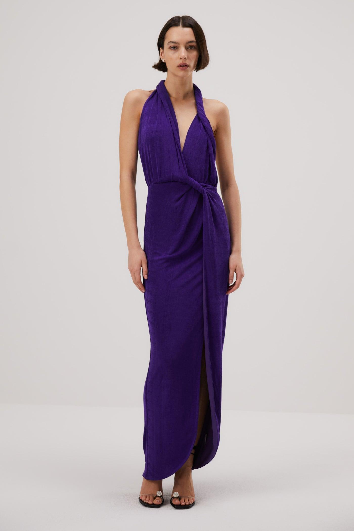Misha Venetia Slinky Jersey Gown - Ultra Violet | JAUS
