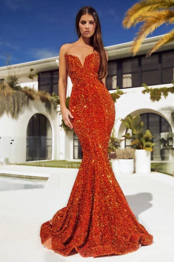 open lace back dress Portia & Scarlett PS21208 Gown - Burnt Orange
