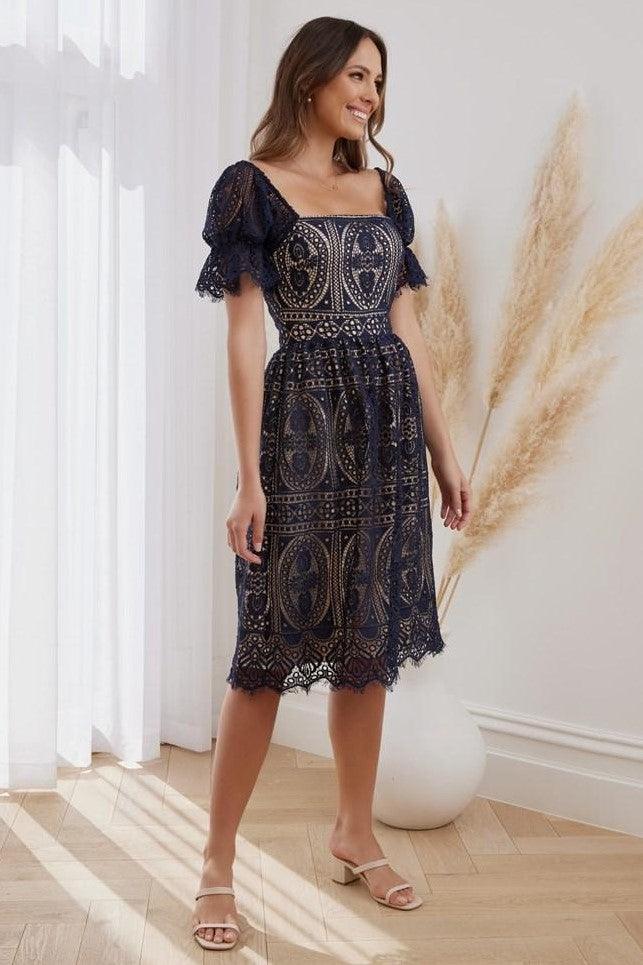 Remie Dress - Navy/Nude