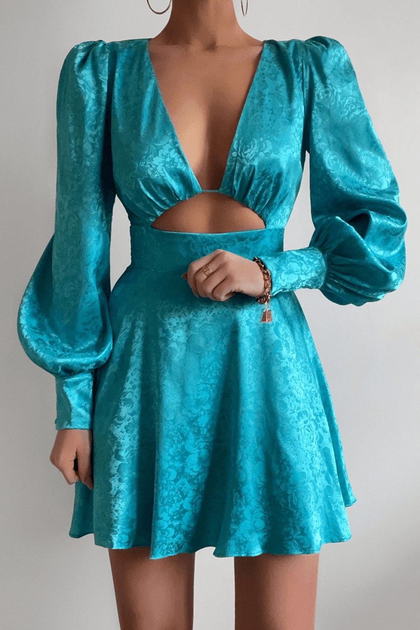 chinese dress ladies Aqua Maxi Dress With Multi Color Printed Bottom – Saved by the Dress