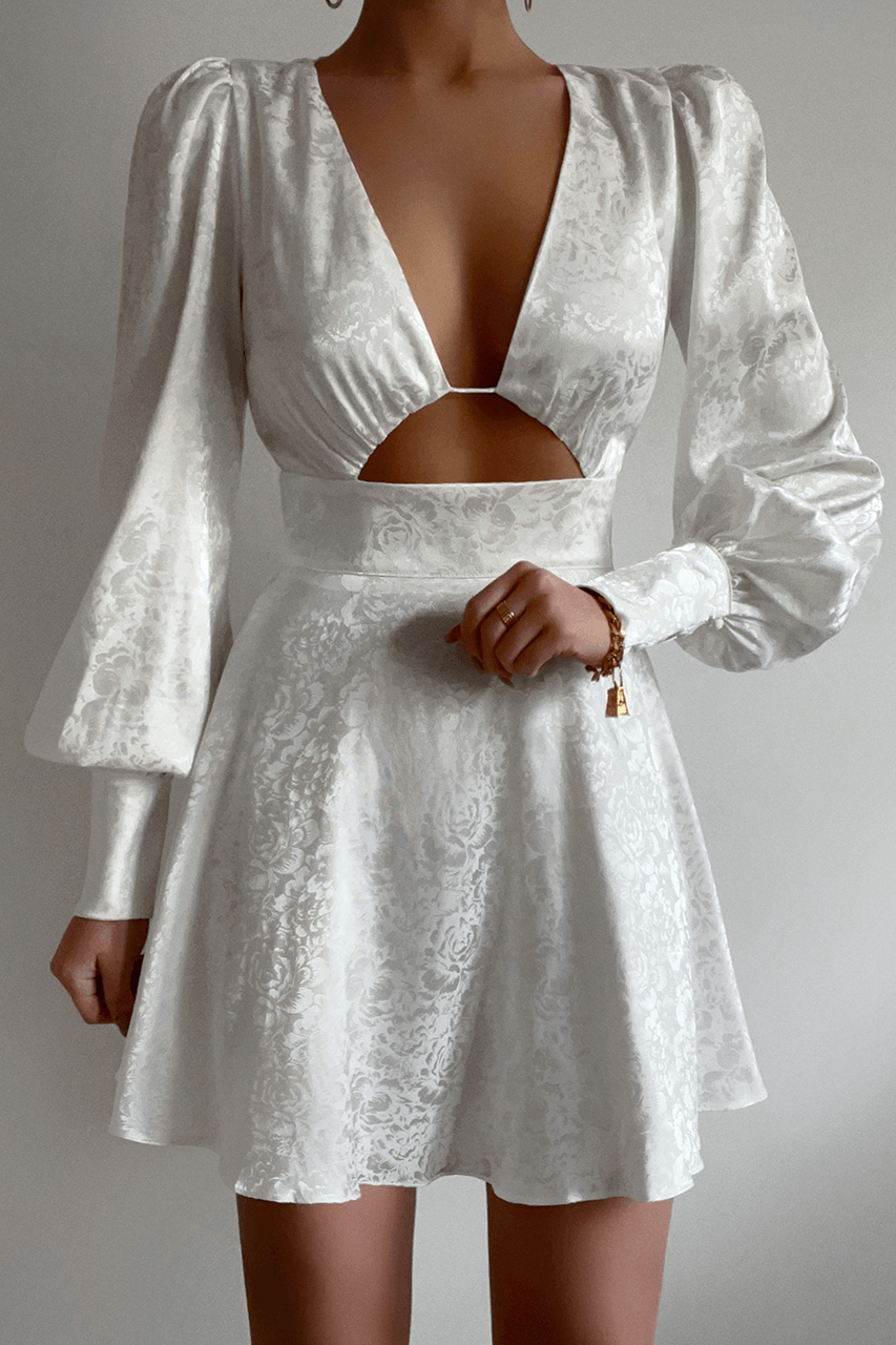 knee length dresses for ladies Diana White Long Sleeve Mini Dress - US 4 main image 1