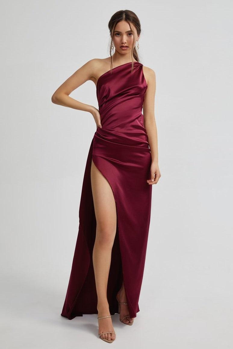 nude shoes with burgundy dress A-line Burgundy Long Prom Dresses Long Sleeve Simple Cheap Prom Dress –  SELINADRESS main image 0