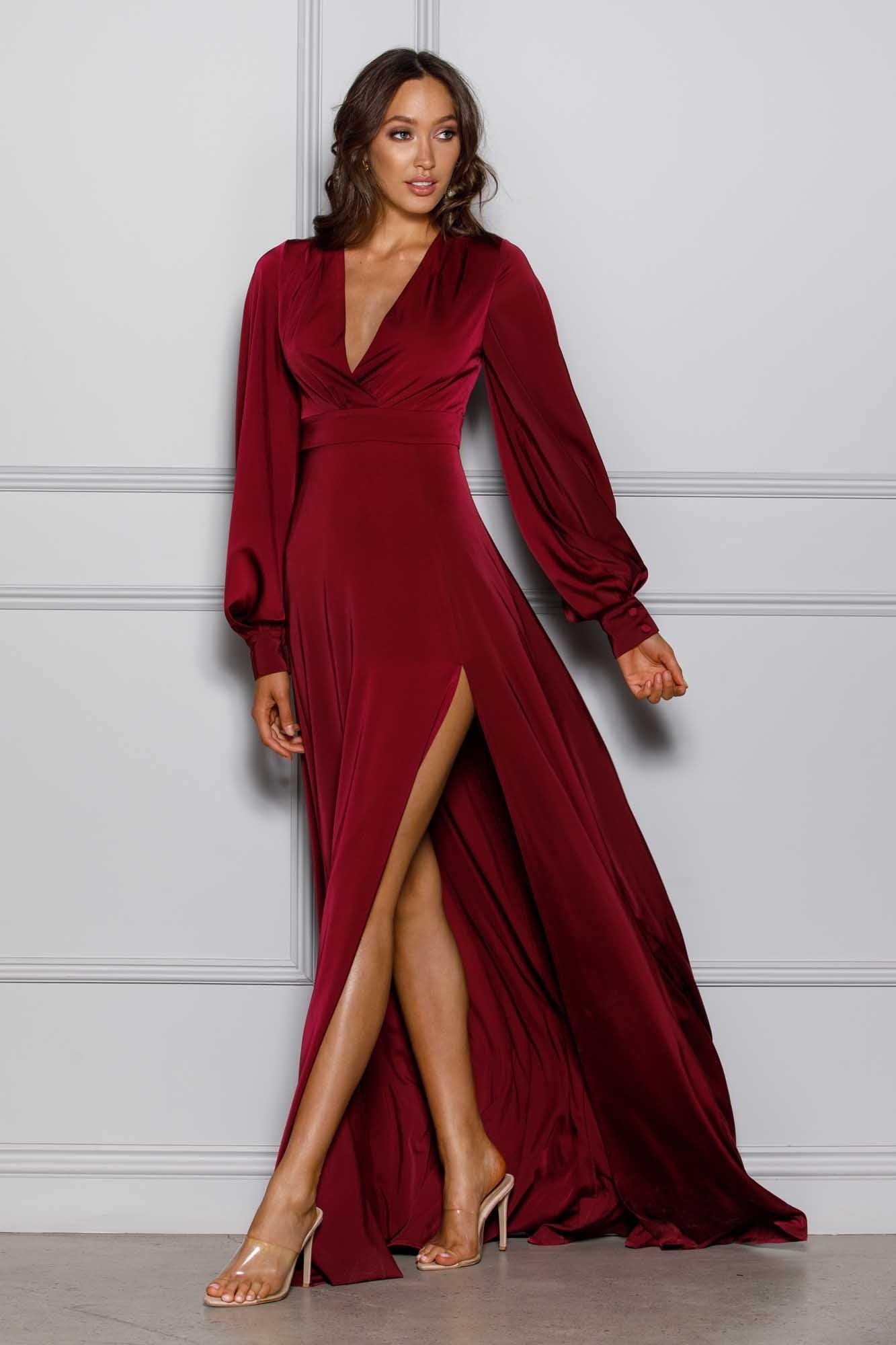 fitted lace wedding dress Skylar Maxi Tibetan Red – Nancy Dee main image 0
