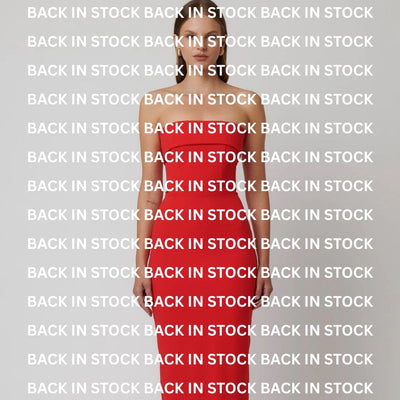 Back in Stock: The Iconic Monroe Gown in Cherry Red; Your Perfect Holiday Party Dress