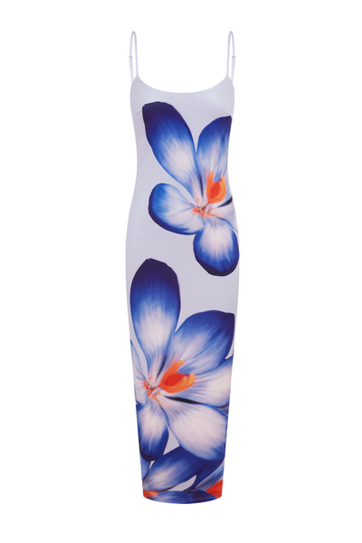 Deia Midi Dress - Violet Flower - SHOPJAUS - JAUS