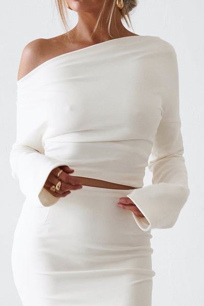 Cupro Long Sleeve Top - Vintage White - SHOPJAUS - JAUS
