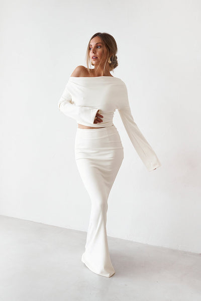 Cupro Maxi Skirt - Vintage White - SHOPJAUS - JAUS