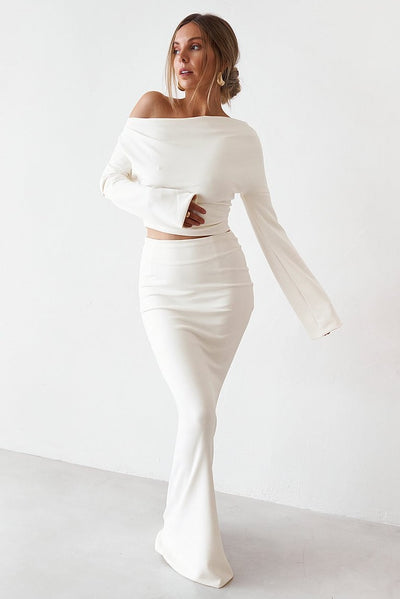 Cupro Maxi Skirt - Vintage White - SHOPJAUS - JAUS