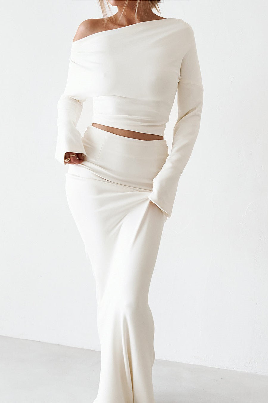 Cupro Maxi Skirt - Vintage White - SHOPJAUS - JAUS