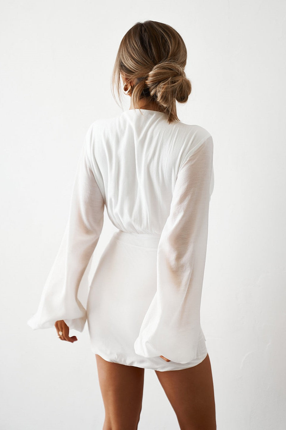 Plunge Mini Dress - White - SHOPJAUS - JAUS