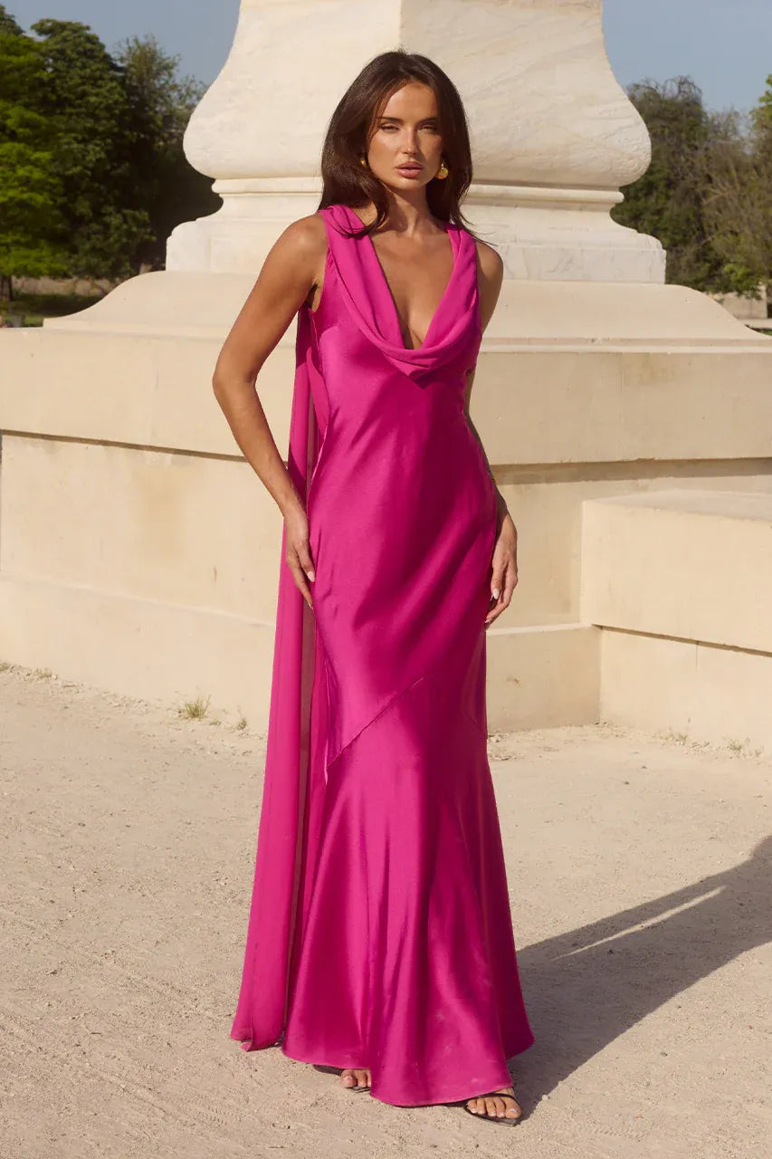 Gabriella Cowl Maxi Dress - Fuchsia | JAUS XSmall / Fuchsia Gabriella Cowl Maxi Dress - Fuchsia | JAUS XSmall / Fuchsia