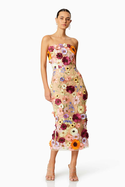 Helena Strapless Midi Dress - Pink - SHOPJAUS - JAUS
