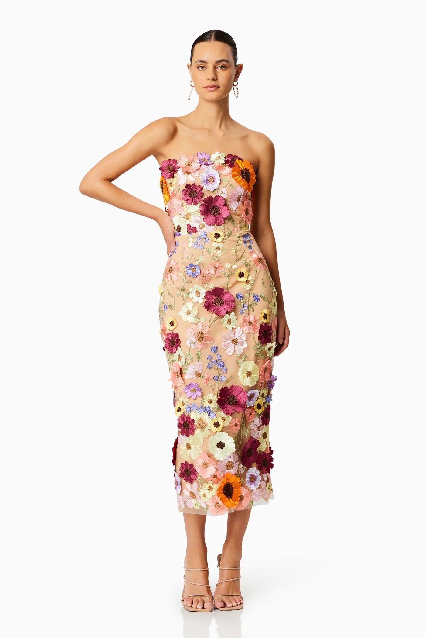 Helena Strapless Midi Dress - Pink - SHOPJAUS - JAUS