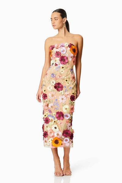 Helena Strapless Midi Dress - Pink - SHOPJAUS - JAUS