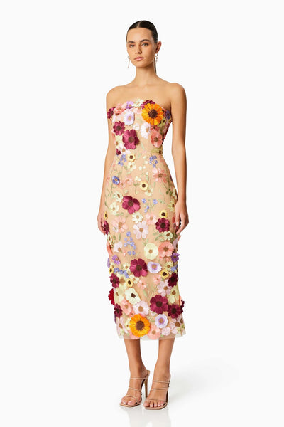 Helena Strapless Midi Dress - Pink - SHOPJAUS - JAUS