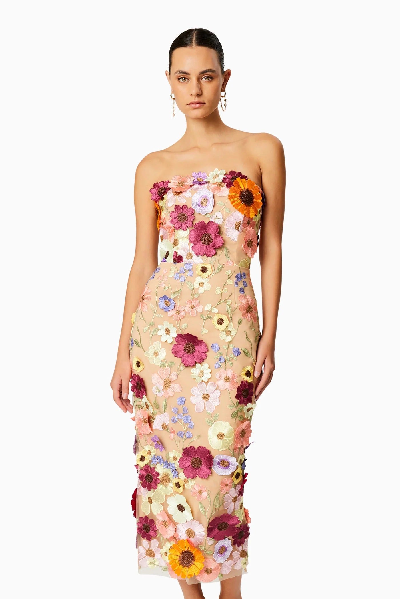 Helena Strapless Midi Dress - Pink - SHOPJAUS - JAUS