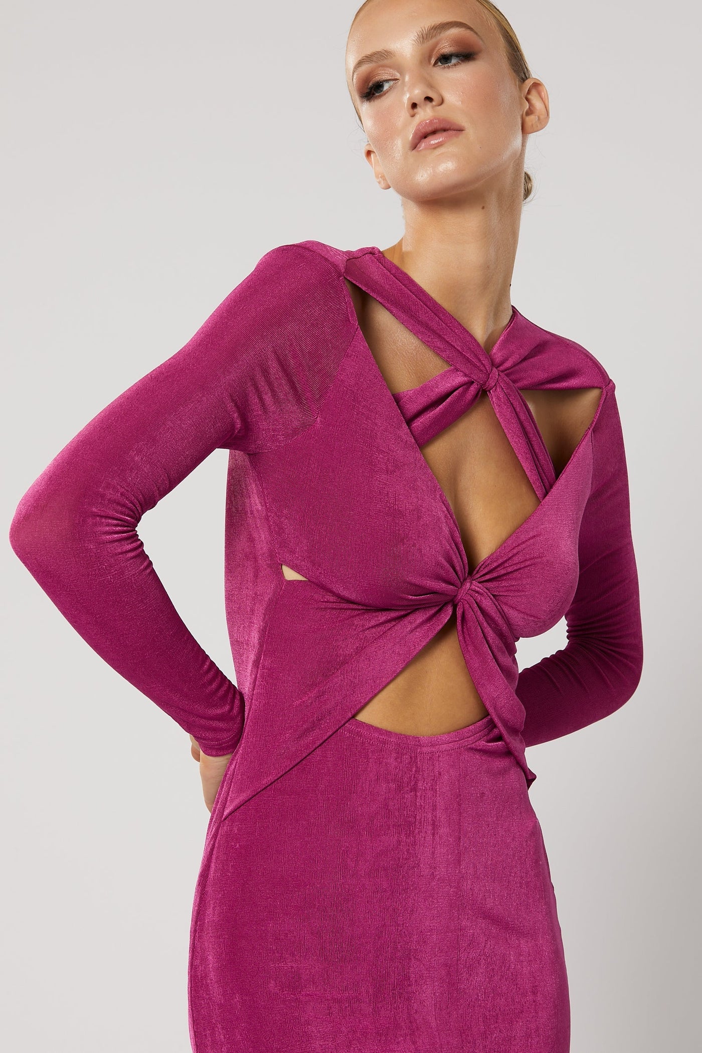 Ithaca Cut Out Dress - Fuchsia - SHOPJAUS - JAUS