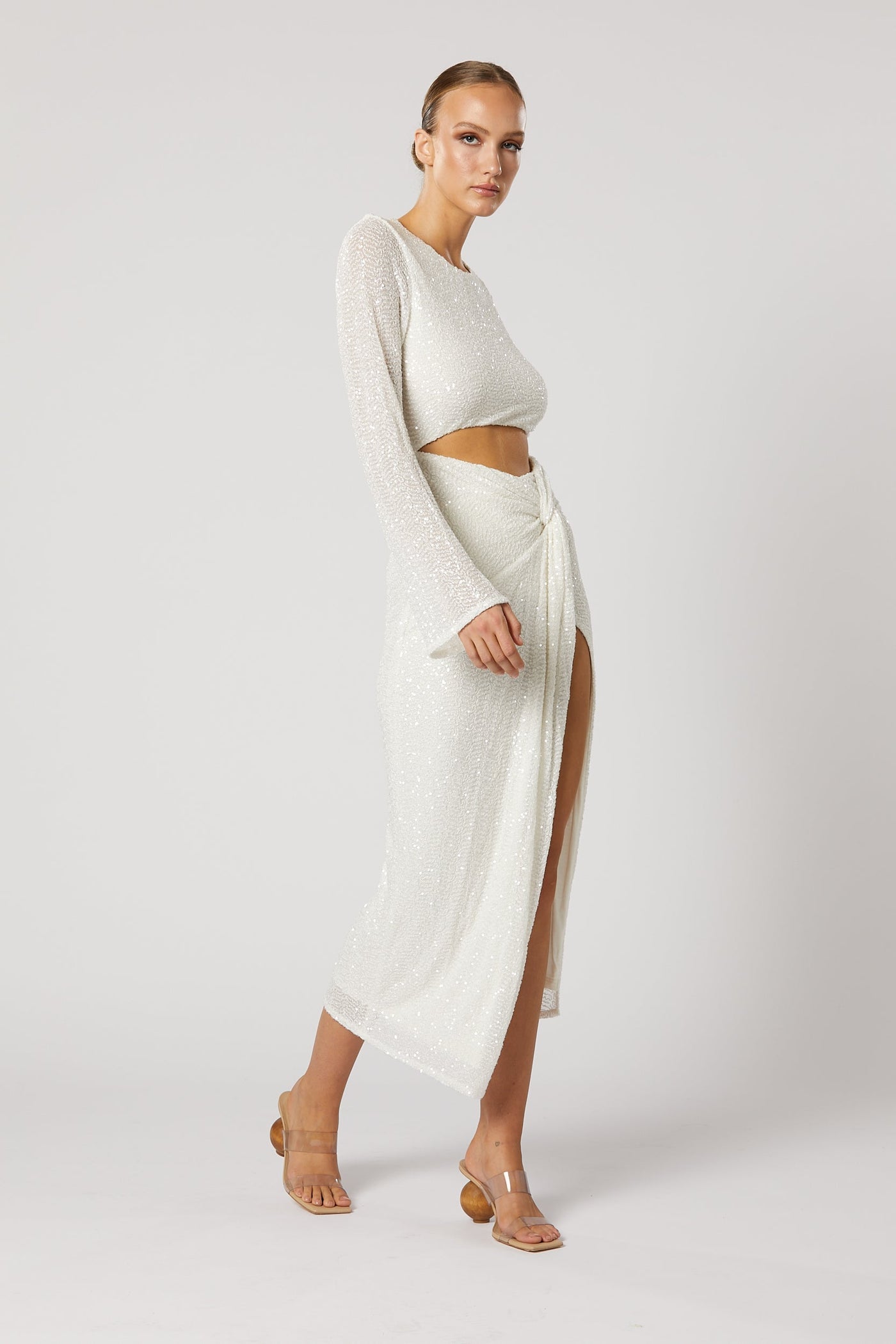Reyna Knot Midi Dress - White - SHOPJAUS - JAUS