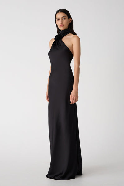 Misha Teresa Satin Gown - Black - SHOPJAUS - JAUS