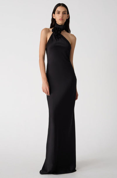Misha Teresa Satin Gown - Black - SHOPJAUS - JAUS