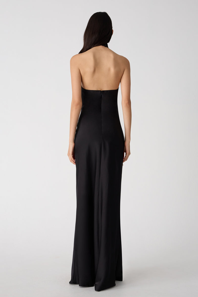 Misha Teresa Satin Gown - Black - SHOPJAUS - JAUS