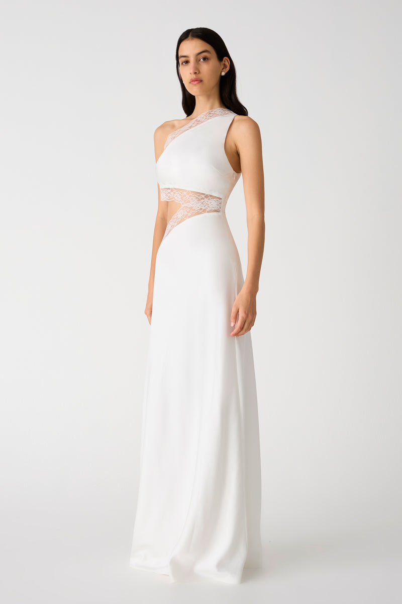 Misha Jillian Satin Gown - Ivory - SHOPJAUS - JAUS